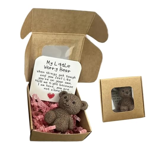 Qoukonao Pocket Bear Hug – Bärenpuppe, handgefertigtes Andenken, Tier für erhebende Pflege, Glück, Männer, Liebhaber, Freunde, Erwachsene, Kinder von Qoukonao