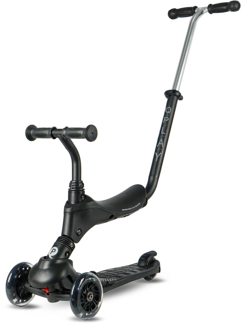 QPlay Sema Pro 3-rädriger 5-in-1 Tretroller, Schwarz von Qplay