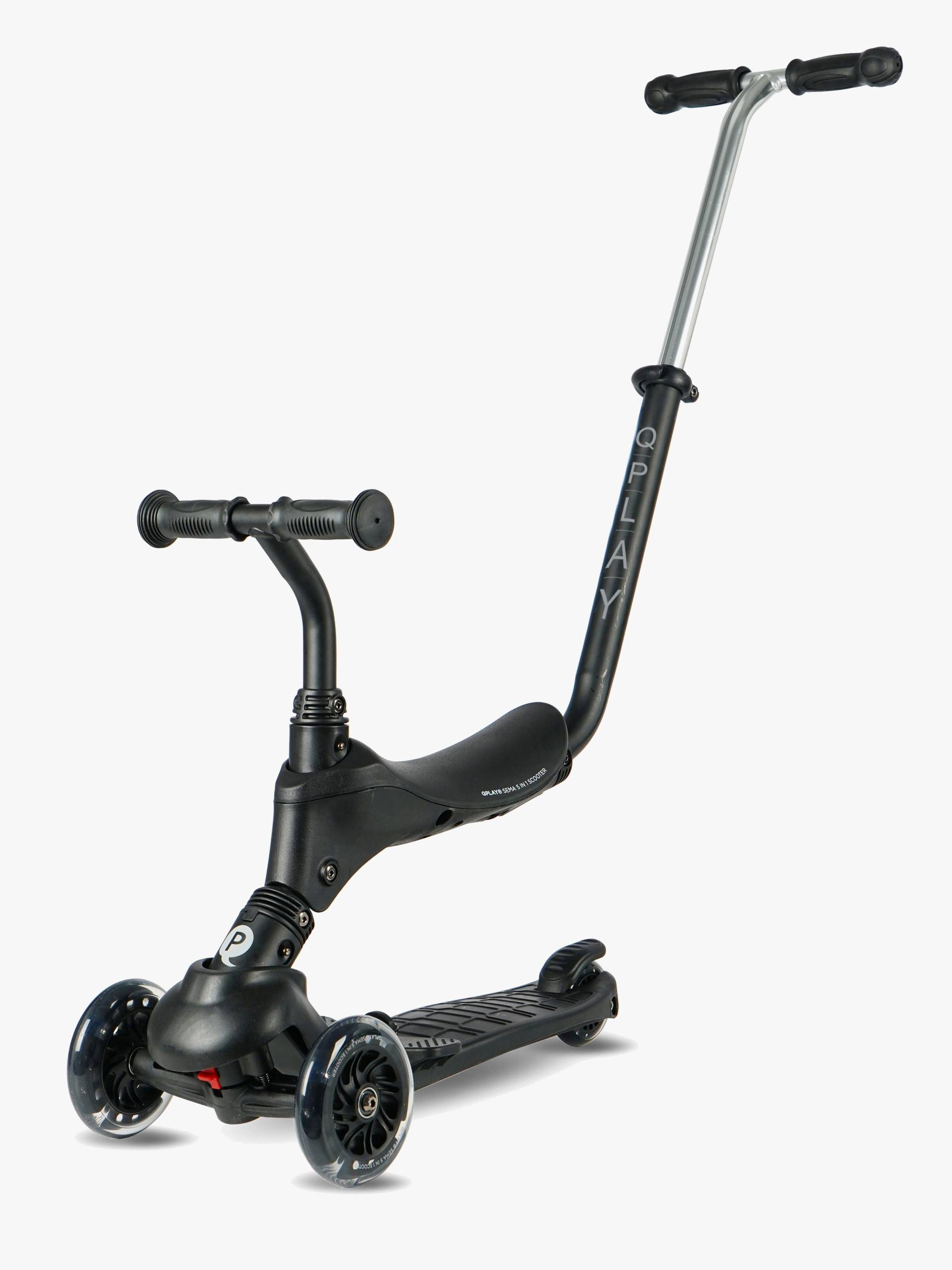 QPlay Sema Pro 3-rädriger 5-in-1 Tretroller, Schwarz von Qplay