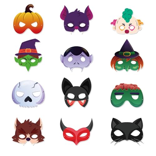 Qpout 12 Stück Halloween Masken für Kinder, Halloween Party Dekorationen für Kinder, Halloween Foto Requisiten Qpout 12 Stück Halloween Masken für Kinder, Halloween Party Dekorationen für Kinder, Halloween Foto Requisiten von Qpout