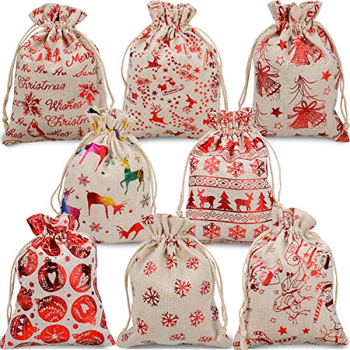 Qpout 16 Weihnachten Geschenkbeutel mit Kordelzug, 8 Verschiedene Weihnachten Sackleinen Geschenk Säckchen Süßigkeitensäckchen 5.1x7.1 Zoll Wiederverwendbare Weihnachts Geschenktüten Für Party Dekor Qpout 16 Weihnachten Geschenkbeutel mit Kordelzug, 8 Verschiedene Weihnachten Sackleinen Geschenk Säckchen Süßigkeitensäckchen 5.1x7.1 Zoll Wiederverwendbare Weihnachts Geschenktüten Für Party Dekor von Qpout