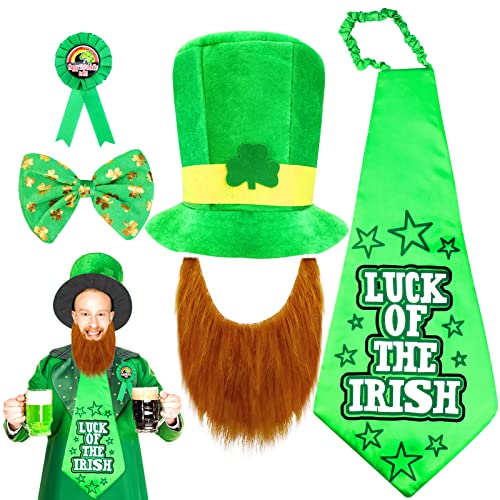 Qpout St. Patrick's Day Fancy Accessoires Kit Zylindrischer Kleeblatt-Hut mit Bart Fliege Revers Abzeichen Kobold-Hut Dress Up Adult Kids Party Favor Irish St. Patrick's Day Party Dekorationen Qpout St. Patrick's Day Fancy Accessoires Kit Zylindrischer Kleeblatt-Hut mit Bart Fliege Revers Abzeichen Kobold-Hut Dress Up Adult Kids Party Favor Irish St. Patrick's Day Party Dekorationen von Qpout