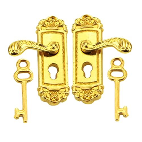 1/12 Miniatur Türschlösser mit Schlüssel Set Vintage Puppenhäuser Dekorationen Zubehör Minis Puppenhäuser Tür und Schlüssel Miniatur-Szenenmodell von Qsvbeeqj