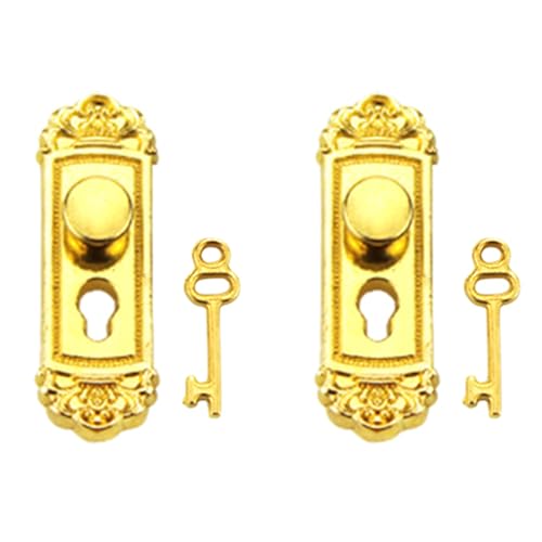 1/12 Miniatur Türschlösser mit Schlüssel Set Vintage Puppenhäuser Dekorationen Zubehör Minis Puppenhäuser Tür und Schlüssel Miniatur-Szenenmodell von Qsvbeeqj