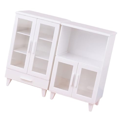 Kleine Aufbewahrungsschränke im Maßstab 1/12, weiß, modern, Küchenmöbel, Buchhandlung, Szene, Sammlerstück, Puppenhaus von Qsvbeeqj