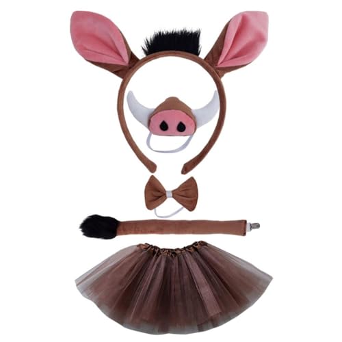 Qsvbeeqj 1/4/5/6 Kostüme für Kinder, Ohr-Stirnbänder, Schwanz, Fliege, Handschuh, Tutus und Nase, Halloween, Tier-Cosplay-Zubehör Qsvbeeqj 1/4/5/6 Kostüme für Kinder, Ohr-Stirnbänder, Schwanz, Fliege, Handschuh, Tutus und Nase, Halloween, Tier-Cosplay-Zubehör von Qsvbeeqj