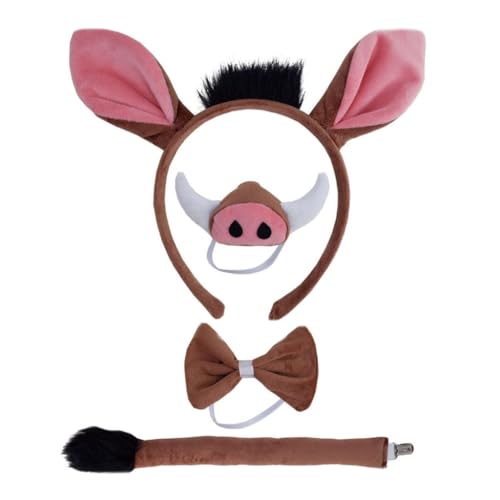 Qsvbeeqj 1/4/5/6 Kostüme für Kinder, Ohr-Stirnbänder, Schwanz, Fliege, Handschuh, Tutus und Nase, Halloween, Tier-Cosplay-Zubehör Qsvbeeqj 1/4/5/6 Kostüme für Kinder, Ohr-Stirnbänder, Schwanz, Fliege, Handschuh, Tutus und Nase, Halloween, Tier-Cosplay-Zubehör von Qsvbeeqj