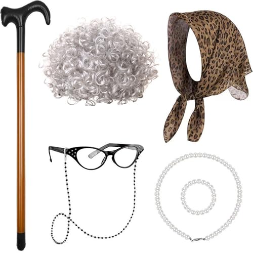 Qsvbeeqj 100 Tage Schulveranstaltung Mädchen Oma Kostüm alte Dame Make Up Realistische Kleidung für Themenpartys und Cosplay Cosplay Perücken für Mädchen Qsvbeeqj 100 Tage Schulveranstaltung Mädchen Oma Kostüm alte Dame Make Up Realistische Kleidung für Themenpartys und Cosplay Cosplay Perücken für Mädchen von Qsvbeeqj