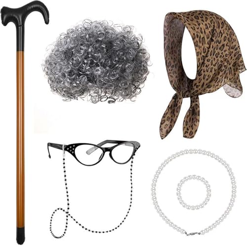 Qsvbeeqj 100 Tage Schulveranstaltung Mädchen Oma Kostüm alte Dame Make Up Realistische Kleidung für Themenpartys und Cosplay Cosplay Perücken für Mädchen Qsvbeeqj 100 Tage Schulveranstaltung Mädchen Oma Kostüm alte Dame Make Up Realistische Kleidung für Themenpartys und Cosplay Cosplay Perücken für Mädchen von Qsvbeeqj