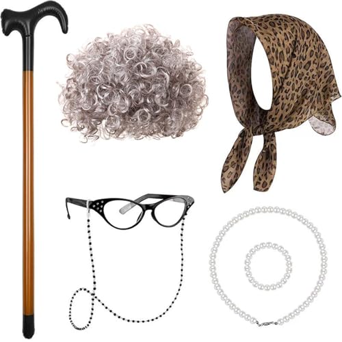 Qsvbeeqj 100 Tage Schulveranstaltung Mädchen Oma Kostüm alte Dame Make Up Realistische Kleidung für Themenpartys und Cosplay Cosplay Perücken für Mädchen Qsvbeeqj 100 Tage Schulveranstaltung Mädchen Oma Kostüm alte Dame Make Up Realistische Kleidung für Themenpartys und Cosplay Cosplay Perücken für Mädchen von Qsvbeeqj