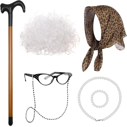 Qsvbeeqj 100 Tage Schulveranstaltung Mädchen Oma Kostüm alte Dame Make Up Realistische Kleidung für Themenpartys und Cosplay Cosplay Perücken für Mädchen Qsvbeeqj 100 Tage Schulveranstaltung Mädchen Oma Kostüm alte Dame Make Up Realistische Kleidung für Themenpartys und Cosplay Cosplay Perücken für Mädchen von Qsvbeeqj