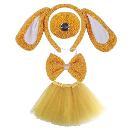 Qsvbeeqj 3/4/5/6 Hundekostüme für Kinder, Cosplays, Hundeohren, Stirnbänder, Schwanz, Schleifen, Tutus, Schwanz, Handschuh, Tier-Kostüm-Zubehör Qsvbeeqj 3/4/5/6 Hundekostüme für Kinder, Cosplays, Hundeohren, Stirnbänder, Schwanz, Schleifen, Tutus, Schwanz, Handschuh, Tier-Kostüm-Zubehör von Qsvbeeqj