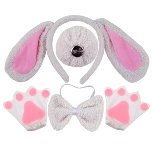 Qsvbeeqj 3/4/5/6 Hundekostüme für Kinder, Cosplays, Hundeohren, Stirnbänder, Schwanz, Schleifen, Tutus, Schwanz, Handschuh, Tier-Kostüm-Zubehör Qsvbeeqj 3/4/5/6 Hundekostüme für Kinder, Cosplays, Hundeohren, Stirnbänder, Schwanz, Schleifen, Tutus, Schwanz, Handschuh, Tier-Kostüm-Zubehör von Qsvbeeqj