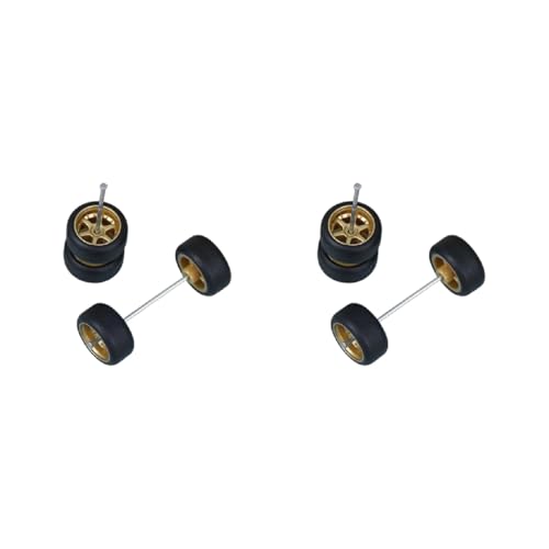 Qsvbeeqj 4pcs Gummi Reifen Stempel Auto Ersatzreifen Und Achsenstangen Für 1/64 Fernbedienungsmodelle 1/64 Skalierungen von Qsvbeeqj