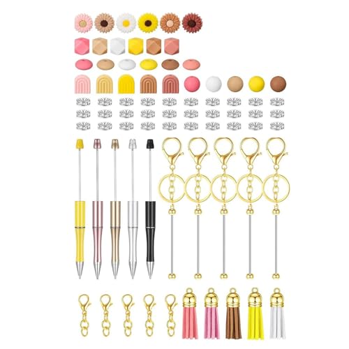 Qsvbeeqj 78pcs Perlenstallschiffer Mit Perlen Hummerverschluss Keychain Bunte Quasten Für Craft Christmas Party Gunst von Qsvbeeqj