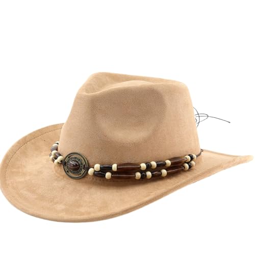 Qsvbeeqj Auffälliger Westernhut, Rollenspiel-Kostüm, Hut, Themenparty, Requisiten, Hut, Perlenband, ethnisches Oberteil, Fedora-Hut für Abendparty Qsvbeeqj Auffälliger Westernhut, Rollenspiel-Kostüm, Hut, Themenparty, Requisiten, Hut, Perlenband, ethnisches Oberteil, Fedora-Hut für Abendparty von Qsvbeeqj