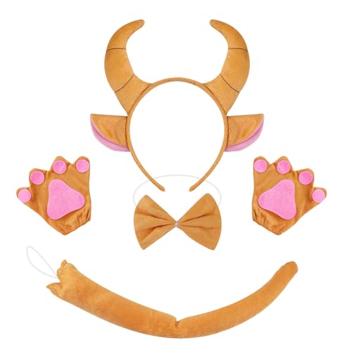 Qsvbeeqj Bequemes Kopfband aus Kuhhorn aus Stoff, Kopfschmuck für Cosplay-Party, Kostüm für Rollenspielveranstaltungen und den täglichen Gebrauch, Jugendtier-Themen-Zubehör von Qsvbeeqj