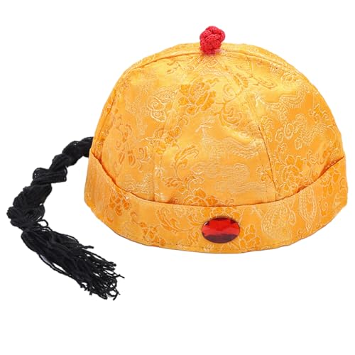 Qsvbeeqj Bestickte Caps für Kinder, Fotografie, Kaiserhut, Kaiserhut in chinesischen Dynastien, orientalische chinesische Orientalische Kaiserhüte mit Schwanz von Qsvbeeqj