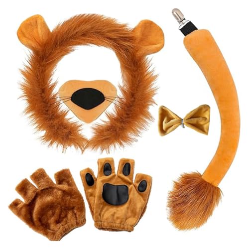 Qsvbeeqj Cosplay Set Kinder Tier Kostüm Stirnband Schwanz Rock Krawatte für Kindergeburtstag Party Verstellbares Halloween Kostüm von Qsvbeeqj