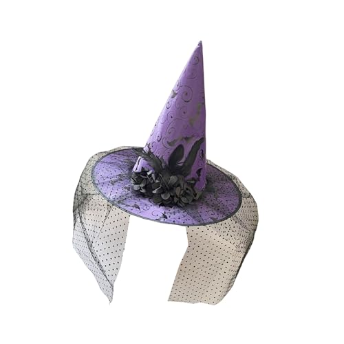 Qsvbeeqj Einzigartiger Hexenhut Für Halloween Kostümpartys Weitkandida Und Blumenverzierer Wizard Gothic Schöne Hexenhut Für Kostümpartys von Qsvbeeqj