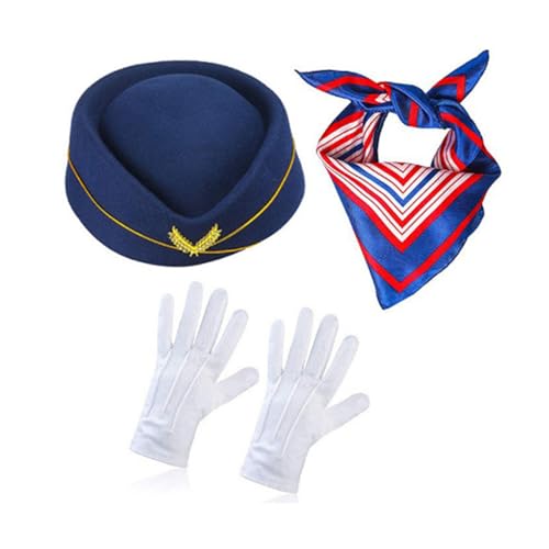Qsvbeeqj Flugbegleiter-Kostüm für Damen, Stewardess-Kostüm, Halloween, Weihnachten, Cosplays, Party-Outfit, Flugbegleiter-Hut von Qsvbeeqj