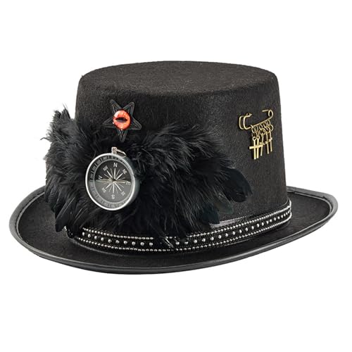 Qsvbeeqj Gefressener Top Des Industriellen Alters Mit Schwarzem Flügel Dunkler Industriezeitalter Leichtes Kostüm Celebration Accessoire Leichte Festivalhut von Qsvbeeqj