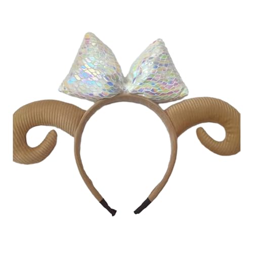 Qsvbeeqj Haarreif aus Schafhorn, für Damen, Musik, Festivals, Make-up, Stirnbänder für Karneval, Cosplay, Animes, Figuren, Kopfschmuck Qsvbeeqj Haarreif aus Schafhorn, für Damen, Musik, Festivals, Make-up, Stirnbänder für Karneval, Cosplay, Animes, Figuren, Kopfschmuck von Qsvbeeqj