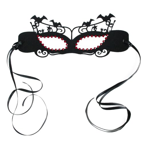 Qsvbeeqj Halbes Gesicht für Frauen, Strass, Gesicht, Fledermäuse, Gesicht, Maskerade, Gesicht, Halloween, Party, Gesicht von Qsvbeeqj