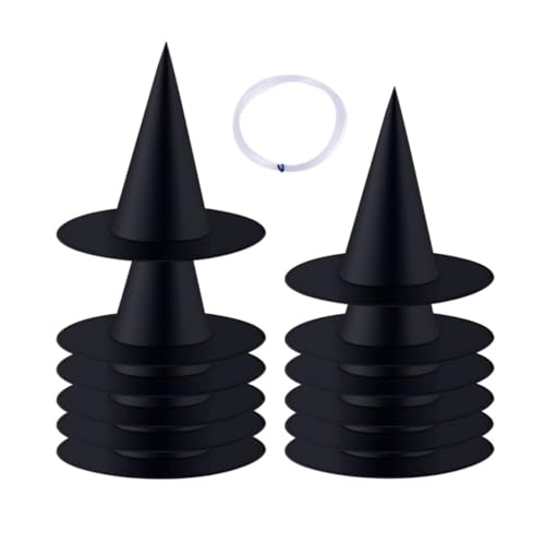 Qsvbeeqj Halloween-Hexenhut mit 30 m langem Seil zum Aufhängen für Damen, Hexenhut, Kostüm, Hexenhut, Hut für Halloween-Party, 12 Stück Qsvbeeqj Halloween-Hexenhut mit 30 m langem Seil zum Aufhängen für Damen, Hexenhut, Kostüm, Hexenhut, Hut für Halloween-Party, 12 Stück von Qsvbeeqj