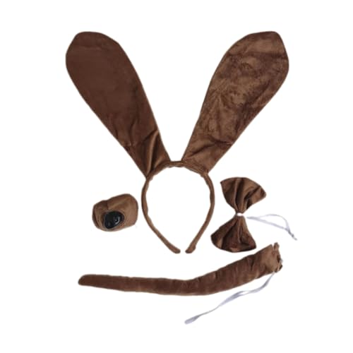 Qsvbeeqj Halloween-Kostüm-Set für Hunde, Ohren, Haarband, Schwanz, Nase, Rock, Fliege, Tierkostüm für Kinder, Cosplay Qsvbeeqj Halloween-Kostüm-Set für Hunde, Ohren, Haarband, Schwanz, Nase, Rock, Fliege, Tierkostüm für Kinder, Cosplay von Qsvbeeqj