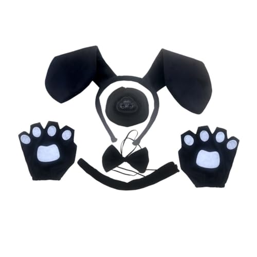 Qsvbeeqj Halloween-Kostüm-Set für Hunde, Ohren, Haarband, Schwanz, Nase, Rock, Fliege, Tierkostüm für Kinder, Cosplay Qsvbeeqj Halloween-Kostüm-Set für Hunde, Ohren, Haarband, Schwanz, Nase, Rock, Fliege, Tierkostüm für Kinder, Cosplay von Qsvbeeqj