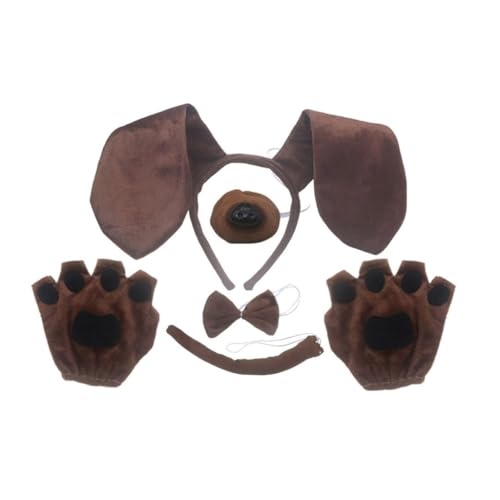 Qsvbeeqj Halloween-Kostüm-Set für Hunde, Ohren, Haarband, Schwanz, Nase, Rock, Fliege, Tierkostüm für Kinder, Cosplay Qsvbeeqj Halloween-Kostüm-Set für Hunde, Ohren, Haarband, Schwanz, Nase, Rock, Fliege, Tierkostüm für Kinder, Cosplay von Qsvbeeqj