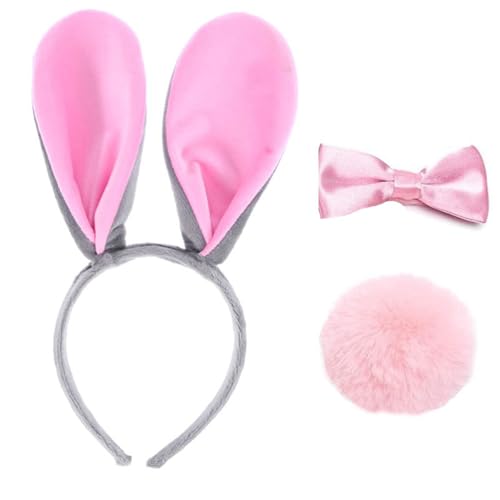 Qsvbeeqj Hasenkostüm-Set, Plüsch, Hasenohren, Haarbänder, Hasenohren, Stirnbänder, Fliege, Schwanz, Tierhaarreifen-Set Qsvbeeqj Hasenkostüm-Set, Plüsch, Hasenohren, Haarbänder, Hasenohren, Stirnbänder, Fliege, Schwanz, Tierhaarreifen-Set von Qsvbeeqj
