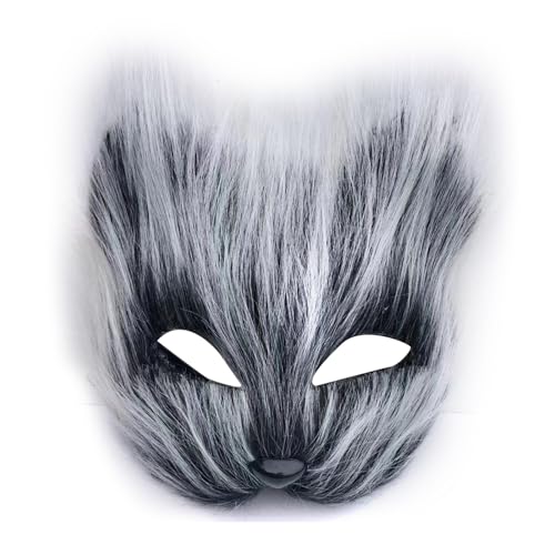 Qsvbeeqj Katze Gesichtsschutz für Kinder Erwachsene Halloween Karneval Maskerade Cosplay Party Halloween Tier Cosplay Schutz Schaf Stirnband von Qsvbeeqj