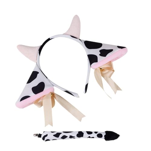 Qsvbeeqj Kuh-Kostüm-Set, Plüschschwanz, Fliege, Kuhhaarreifen-Set, Netzrock, Kuhohren, Stirnband für Halloween, Kostüm, Cosplay Qsvbeeqj Kuh-Kostüm-Set, Plüschschwanz, Fliege, Kuhhaarreifen-Set, Netzrock, Kuhohren, Stirnband für Halloween, Kostüm, Cosplay von Qsvbeeqj