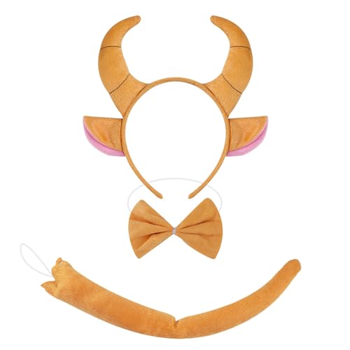 Qsvbeeqj Kuhhorn-Haarband aus bequemem Stoff, Kopfschmuck, Party, Cosplay, Kostüm, Kopfschmuck für Rollenspielveranstaltungen und den täglichen Gebrauch, Themenzubehör für junge Tiere von Qsvbeeqj