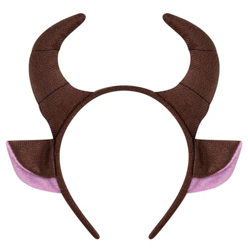 Qsvbeeqj Kuhhorn-Haarband aus bequemem Stoff, Kopfschmuck, Party, Cosplay, Kostüm, Kopfschmuck für Rollenspielveranstaltungen und den täglichen Gebrauch, Themenzubehör für junge Tiere von Qsvbeeqj