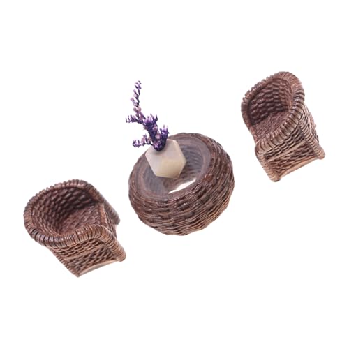 Qsvbeeqj Miniaturharz Wicker Tisch Und Stühle Setzen Realistische Für Dollhouses Accessoires Miniatur Szene Realistische Miniaturpuppenhäuser Zubehör von Qsvbeeqj