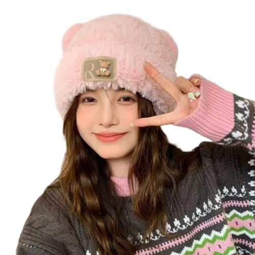 Qsvbeeqj Oversize Bär Hut mit Ohr Einfarbig Skimütze mit Kapuze Cartoon Foto Requisiten Kopfwickel für Halloween Bärenohren für von Qsvbeeqj