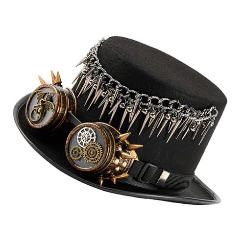Qsvbeeqj Punk Top Mit Abnehmbaren Schutzbrillen Nieten Fringe Gear Decors Tat Für Halloween Kostümveranstaltung Zubehör Gothic Steampunk Top von Qsvbeeqj