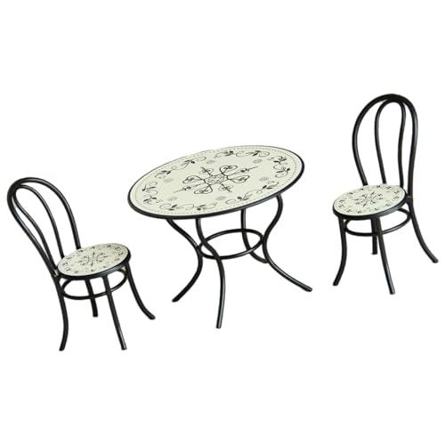 Qsvbeeqj Realistischer Esstisch Und Stuhl Set Für Gartenszene Tun Als Würde Man Mädchen Vintage Metal Dollhouses Tisch Und Stühle von Qsvbeeqj