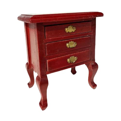 Qsvbeeqj Retro Cabriole Leg Dollhouses Nachttisch Mit Arbeitsschublade Holz 1/12 Skala Möbel Handgefertigtes Holzpuppenhäuser Nachttisch von Qsvbeeqj