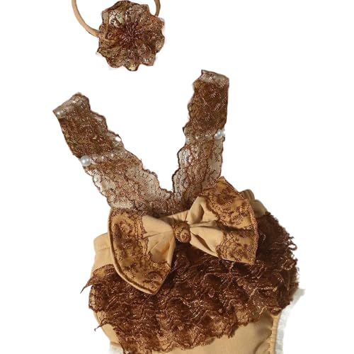 Qsvbeeqj Säuglingsfotografie Kostüm Spitzenkleid Kopfschmuck Passendes Outfit Schnell Ändernde Design Babyfoto Kleidung Neugeborene Fotografie Outfit von Qsvbeeqj