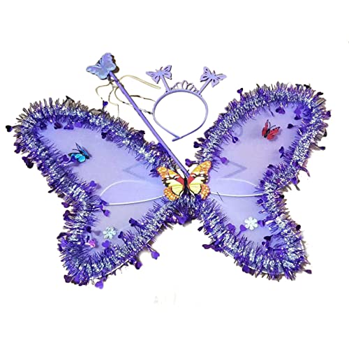 Qsvbeeqj Schmetterling mit Zauberstab und Haarband Pailletten Dress Up Fairy-Wings für Halloween Schmetterling mit Stirnband für Halloween Party Qsvbeeqj Schmetterling mit Zauberstab und Haarband Pailletten Dress Up Fairy-Wings für Halloween Schmetterling mit Stirnband für Halloween Party von Qsvbeeqj