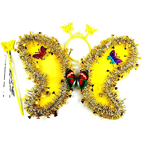 Qsvbeeqj Schmetterling mit Zauberstab und Stirnbändern, Pailletten, Feenflügel für Halloween, Schmetterling mit Stirnband für Halloween-Party Qsvbeeqj Schmetterling mit Zauberstab und Stirnbändern, Pailletten, Feenflügel für Halloween, Schmetterling mit Stirnband für Halloween-Party von Qsvbeeqj