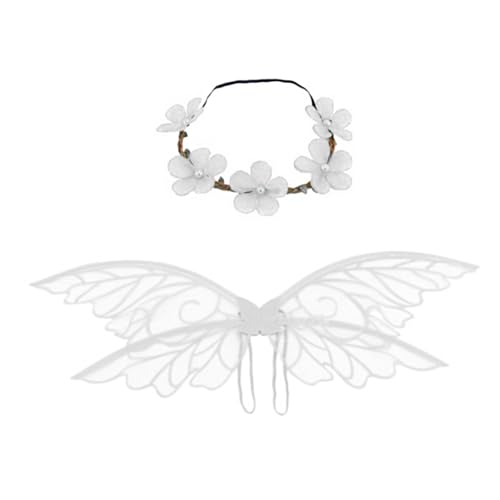 Qsvbeeqj Skurriles Elfenverkleidungsset mit Schmetterlingsflügel und Blume, Kopfbedeckung für Halloween, Cosplay, Kostüm und Geburtstagsfeiern Qsvbeeqj Skurriles Elfenverkleidungsset mit Schmetterlingsflügel und Blume, Kopfbedeckung für Halloween, Cosplay, Kostüm und Geburtstagsfeiern von Qsvbeeqj