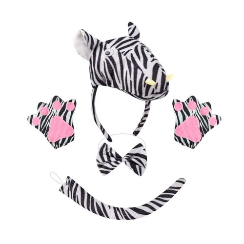 Qsvbeeqj Zebras Kostüm-Set, Zebras-Ohren, Stirnband, Fliege, Schwanz, Handschuhe, Tierkostüm für Kinder, Mädchen, Jungen, Halloween, Cosplay, Party Qsvbeeqj Zebras Kostüm-Set, Zebras-Ohren, Stirnband, Fliege, Schwanz, Handschuhe, Tierkostüm für Kinder, Mädchen, Jungen, Halloween, Cosplay, Party von Qsvbeeqj