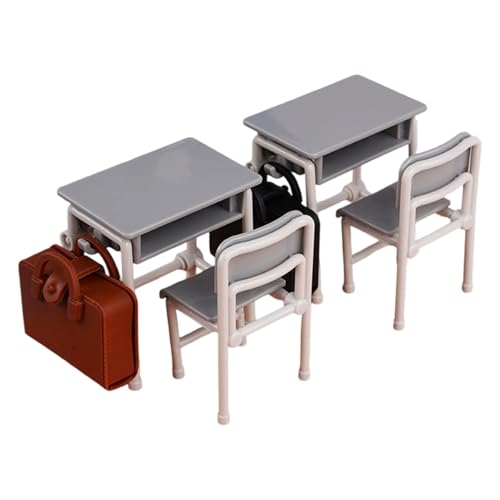 Qsvbeeqj Realistische Miniatur Klassenzimmer Schreibtischstuhl Set Mit Detail Schultaschendesign Für Pädagogische Puppenhouses Szene Bildungsspielzeug Klassenzimmer Möbel von Qsvbeeqj