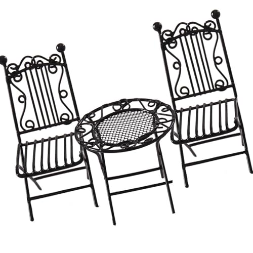 Sammlerstück, Miniatur-Eisen-Terrassen-Set, mit Tisch und 2 Stühlen, für 1/12 Puppenhäuser, Möbel, Garten, Arrangement, Requisiten, Miniatur-Puppenhäuser, Tisch-Set Sammlerstück, Miniatur-Eisen-Terrassen-Set, mit Tisch und 2 Stühlen, für 1/12 Puppenhäuser, Möbel, Garten, Arrangement, Requisiten, Miniatur-Puppenhäuser, Tisch-Set von Qsvbeeqj