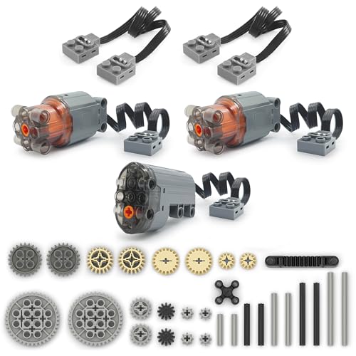 Technik Motoren Zahnräder Set, 3X Motoren, Power Functions Zubehör, Kompatibel mit Lego Technic Klemmbausteine (E) von Qter